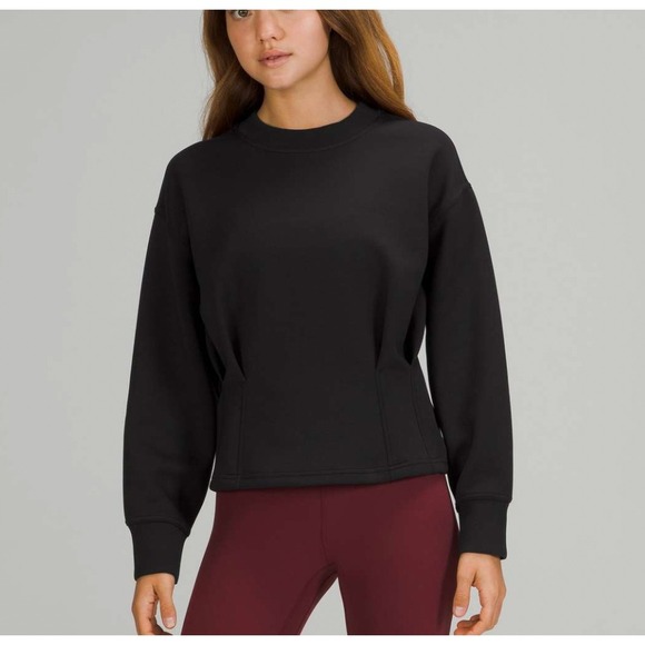 Lululemon Tops - Lululemon Gathered Waist Crew Pullover Black Modal Sweatshirt W3EPBS Size 6